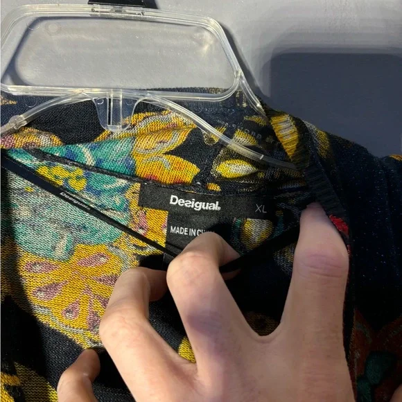 Desigual Celia Floral Knitted Zip Cardigan Jacket Women’s Size XL - Picture 6 of 6